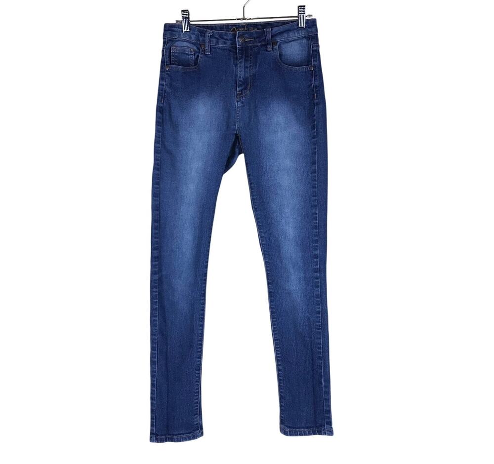 Bamboo Jeans Women’s Juniors 7 Dark Wash Distressed Skinny Stretch Denim Casual